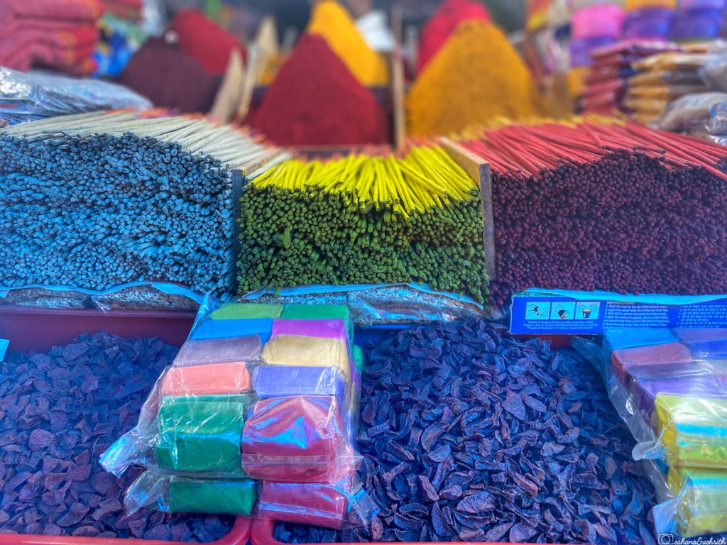Colourful insence sticks stacked in Mysore market