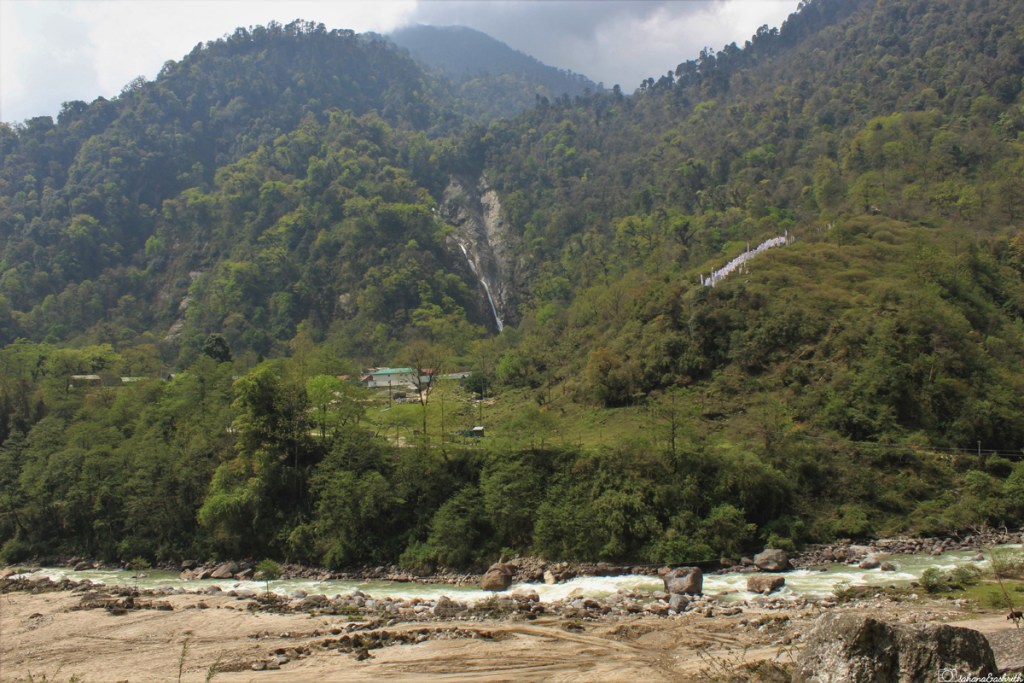 Sikkim mountain village by the riverside