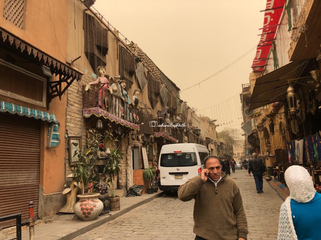 Travelling in Old Cairo by a minivan