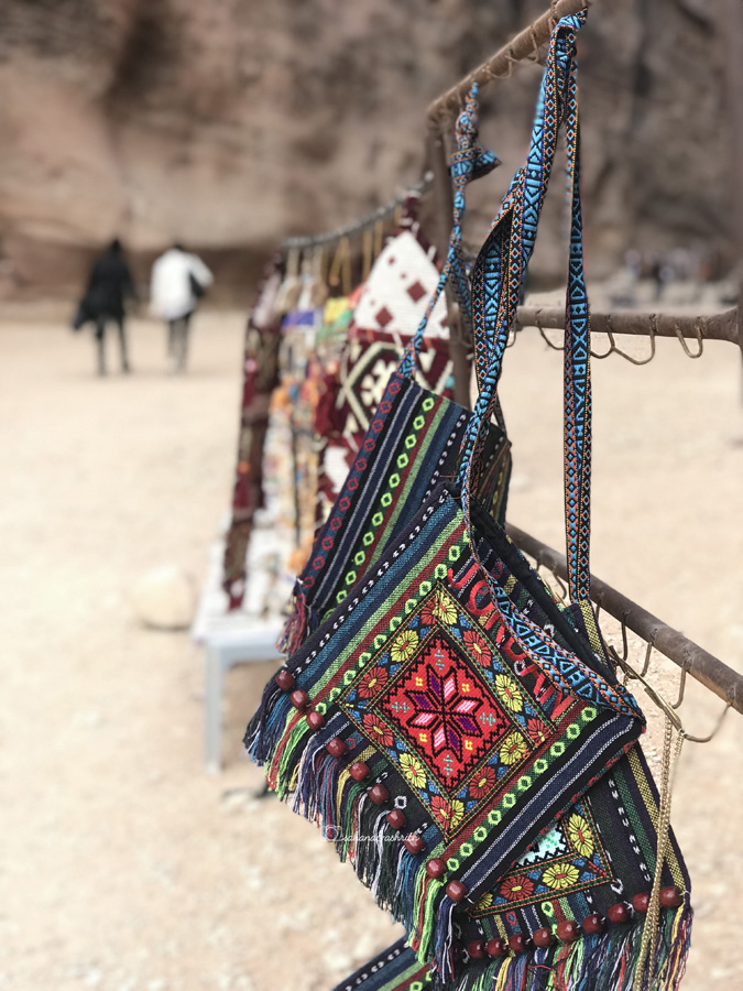 Bedouin accessories with red based embroidery