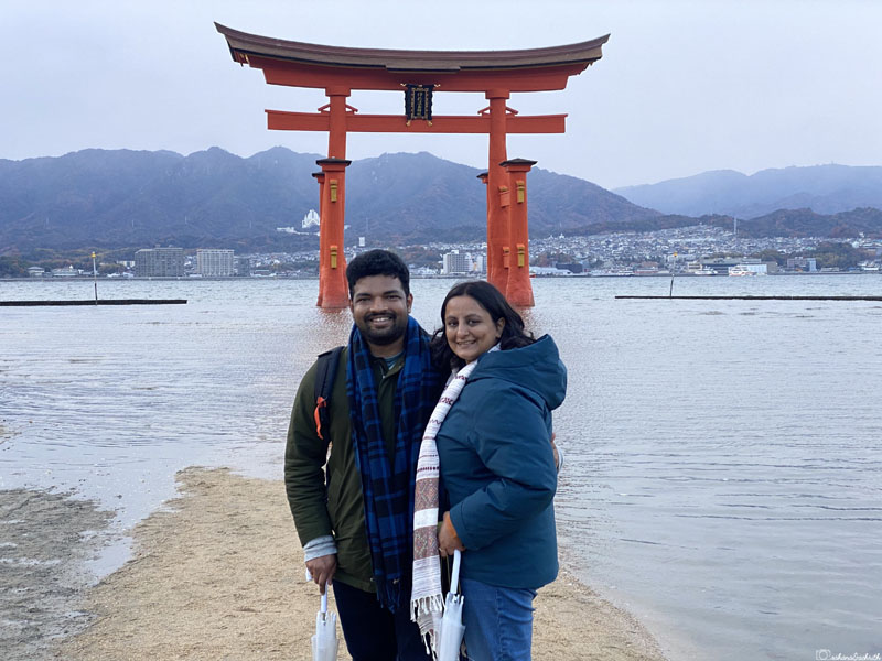ashrith and sahana at miyajima tori