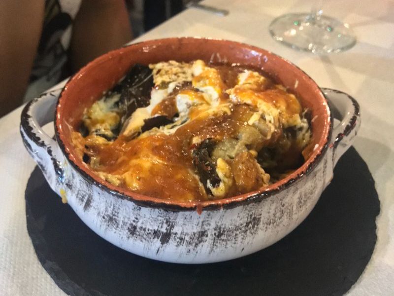 Brinjal based  greek food in a bowl