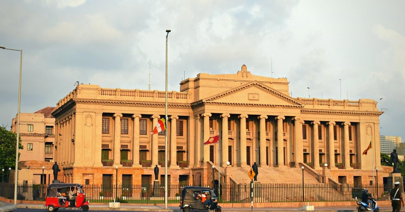 old parliamnet building of colombo by the main road built in greek architectural style