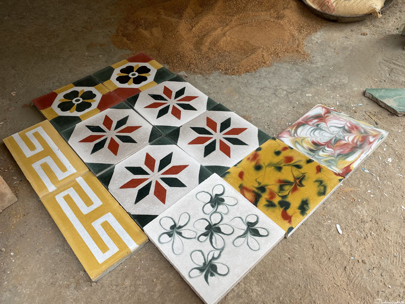 ready to ship traditional athangudi tiles kept for display