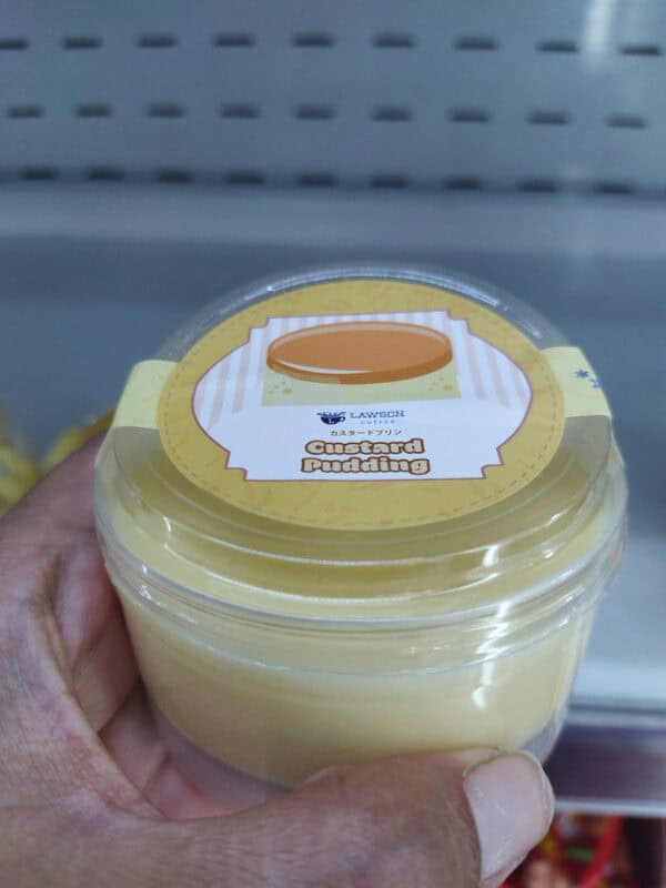 custard pudding in a plastic container at lawson