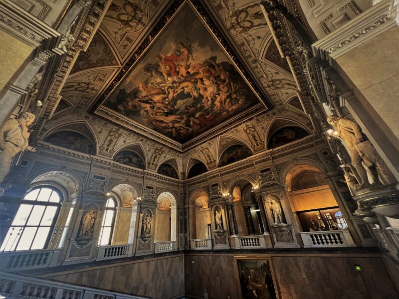Inside ceiling with grand fresco paintings at the Natural History Museum, Vienna