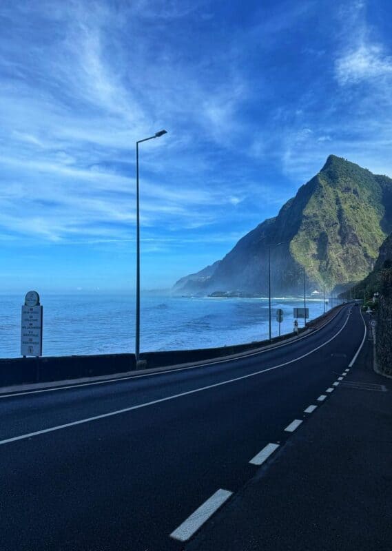 goregous madeira beach with mountain