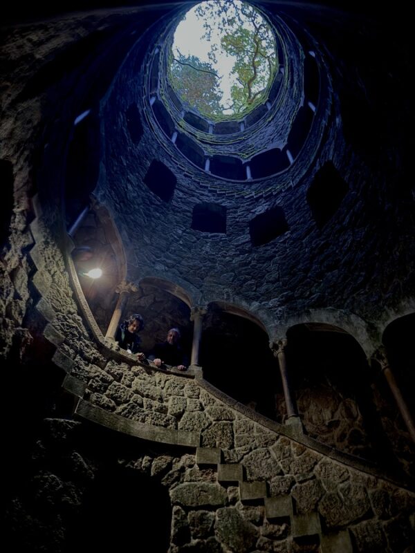 Quinta da Regaleira initiation well with a circular stone staircase